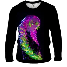 Мужской 3D лонгслив Mitsuri Kanroji, neon