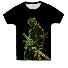 Детская 3D футболка Roronoa Zoro, neon