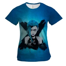 Женская 3D футболка Jinx, blue aesthetic