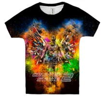 Детская 3D футболка CS2 colorful splash