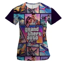 Женская 3D футболка GTA VI - постер и герои