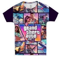 Детская 3D футболка GTA VI - постер и герои