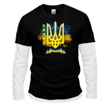 Комбинированный лонгслив с надписью "Украина Единая"
