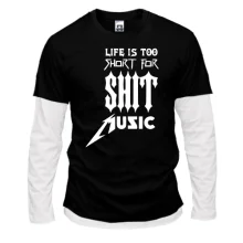 Комбинированный лонгслив Life is too short for shit music