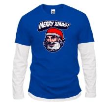 Комбинированный лонгслив Merry Xmas с Санта-Клаусом