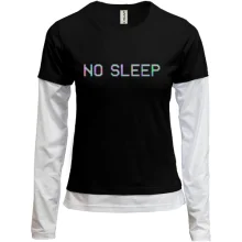 Комбинированный лонгслив с надписью "No sleep"
