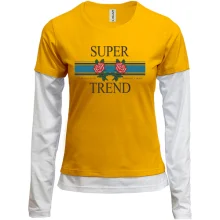 Комбинированный лонгслив с надписью "Super Trend"
