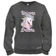 Свитшот с единорогом и надписью "Unicorn Dreams"