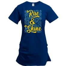 Подовжена футболка з написом "Rise & Shine"
