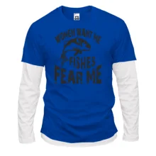Комбинированный лонгслив Women want me Fish fear me