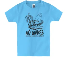 Детская футболка No waves Серфинг Динозавр