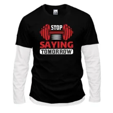 Комбинированный лонгслив Stop saying tomorrow