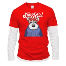 Комбінований лонгслів з собакою "I'm Super Cool"