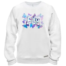 Свитшот с надписью "Fly" и бабочками