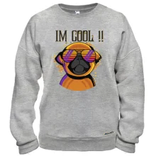 Свитшот с мопсом и надписью "I'm cool"