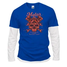Мужской лонгслив Комби Motor Red Skull