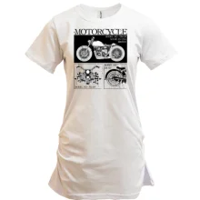 Подовжена футболка Motorcycle Black and White