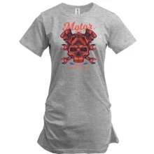 Подовжена футболка Motor Red Skull