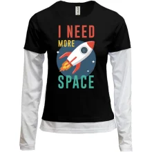 Комбинированный лонгслив I need more space с ракетой