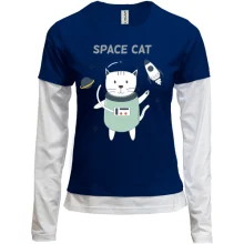 Комбинированный лонгслив с космическим котом SPACE CAT
