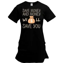 Туника с надписью "Save money"