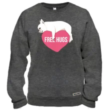 Свитшот Free Hugs с мопсом