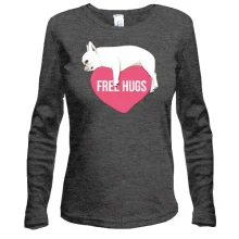 Лонгслив Free Hugs с мопсом