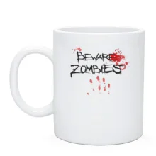 Чашка Beware Zombies с кровавым отпечатком