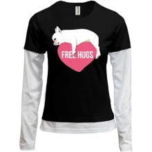Женский лонгслив Комби Free Hugs с мопсом