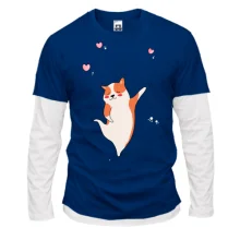 Мужской лонгслив Комби Cat with hearts