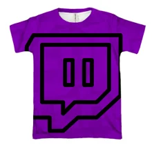 3D футболка Twitch на фіолетовому тлі