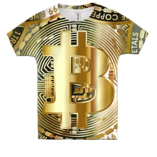 Детская 3D футболка с золотым Bitcoin