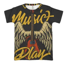 3D футболка Music play rock