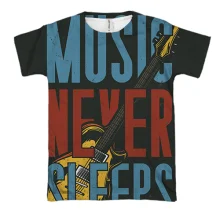 3D футболка music never sleeps