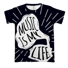 3D футболка Music is my life з променями