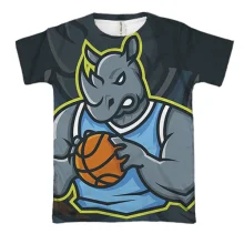 3D футболка Basketball носорог