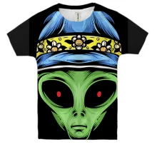 Детская 3D футболка с пришельцем в панаме