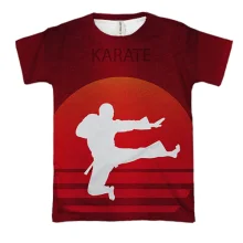 3D футболка Karate на тлі заходу сонця