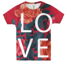 Детская 3D футболка с розами Love