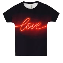 Детская 3D футболка с неоновой надписью "Love"