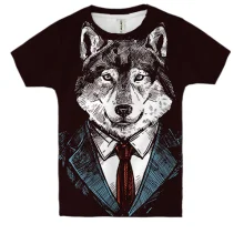 Детская 3D футболка Business wolf