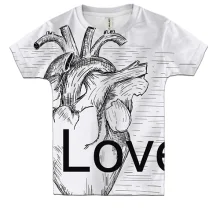 Детская 3D футболка Love heart