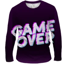 Чоловічий 3D лонгслів Game Over у стилі глітч