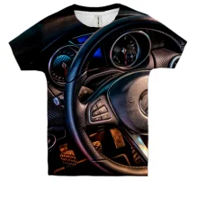 Детская 3D футболка Руль Mercedes Benz