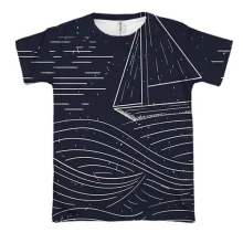 3D футболка Sea Landscape Line Art