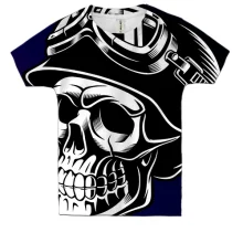 Детская 3D футболка Skull Pop Art с черепом в каске