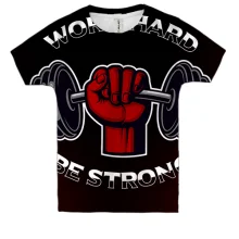 Дитяча 3D футболка Work Hard Ba Strong