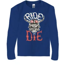 Детский лонгслив Ride or Die с черепом