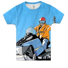 Детская 3D футболка Man and Snowmobile