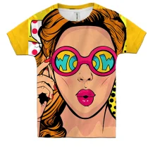 Дитяча 3D футболка Girl Wow Pop Art